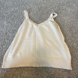 Heyson Womens Cream V-Neck‎ Knit Sleeveless Casual Sweater Tank Top Size Large